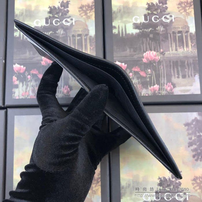 GUCCI古馳 新款 451268 專櫃同步 原單品質 中央裝飾印花 黑PVC鷹頭 雙折皮夾  ydgq3272